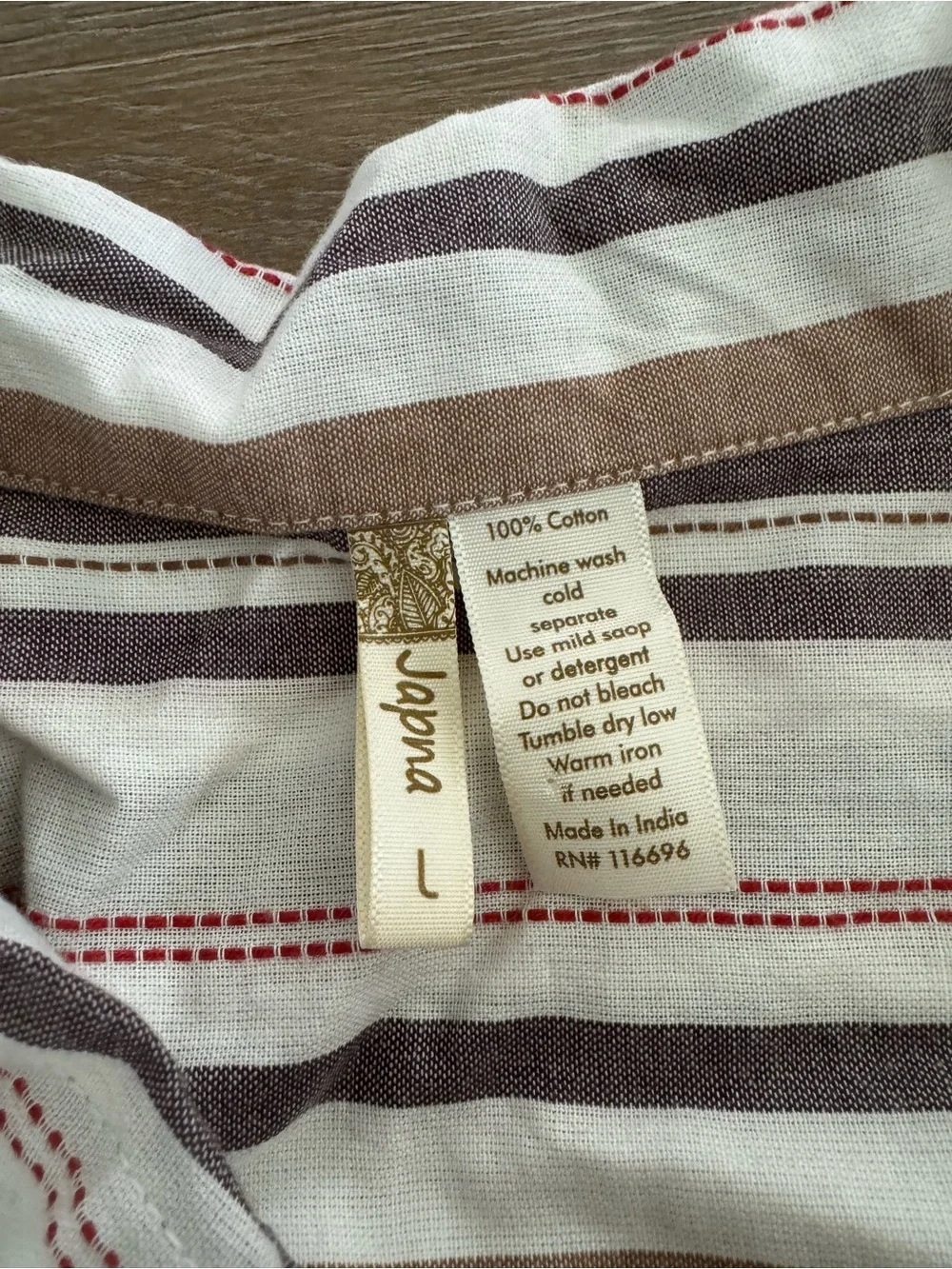 Japna Large Striped Cotton Women's Dress - White & Neutral Stripes